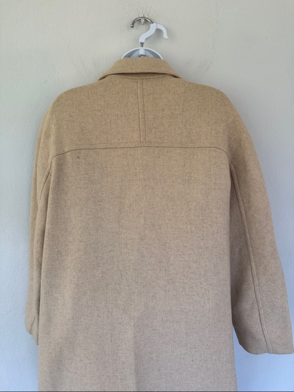 Zara beige cream wool blend longline button up winter peacoat size XS - Picture 12 of 15
